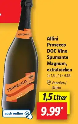 Lidl Allini Prosecco DOC Vino Spumante Magnum, extratrocken Angebot