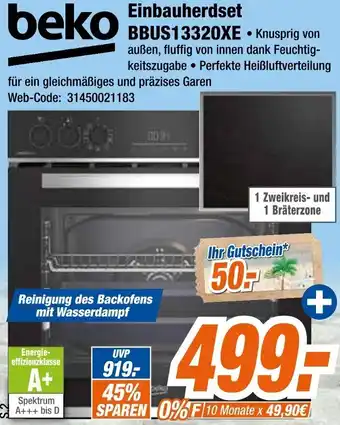Expert beko Einbauherdset BBUS13320XE Angebot