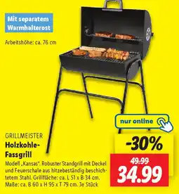 Lidl GRILLMEISTER Holzkohle- Fassgrill Angebot