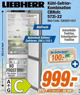 Expert LIEBHERR Kühl-Gefrier Kombination CBNsfc 572i-22 Angebot