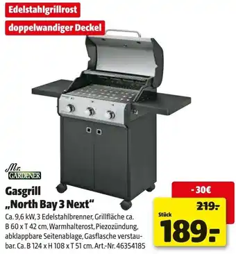 Hagebau Mr. GARDENER Gasgrill ,,North Bay 3 Next" Angebot