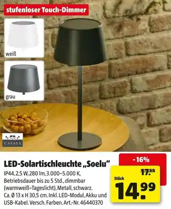 Hagebau CASAYA LED-Solartischleuchte ,,Soelu" Angebot