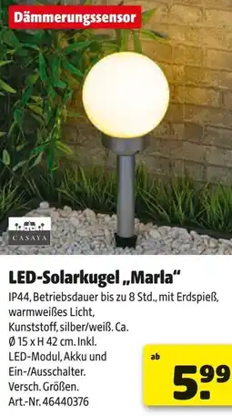 Hagebau CASAYA LED-Solarkugel ,,Marla" Angebot