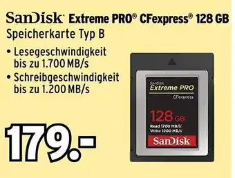 Foto Erhardt SanDisk Extreme Pro CFexpress 128GB Speicherkarte Typ B Angebot