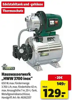Hagebau Mr. GARDENER Hauswasserwerk ,,HWW 3700 inox" Angebot