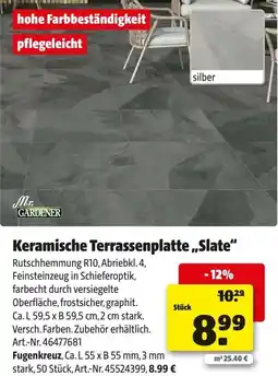 Hagebau Mr. GARDENER Keramische Terrassenplatte ,,Slate" Angebot