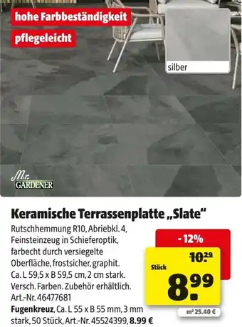 Hagebau Mr. GARDENER Keramische Terrassenplatte ,,Slate" Angebot