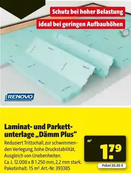 Hagebau RENOVO Laminat- und Parkettunterlage ,,Dämm Plus" Angebot