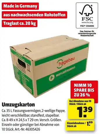 Hagebau Umzugskarton Angebot