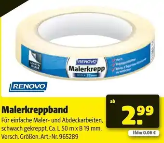 Hagebau RENOVO Malerkreppband Angebot