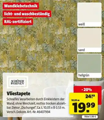 Hagebau SCHÖNER WOHNEN Vliestapete Angebot