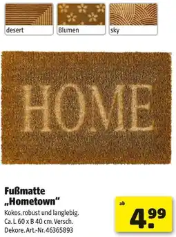 Hagebau Fußmatte ,,Hometown" Angebot