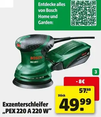 Hagebau BOSCH Exzenterschleifer ,,PEX 220 A 220 W" Angebot