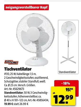 Hagebau Go/on! tischventilator Angebot