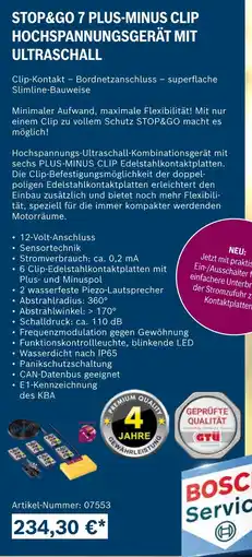 Bosch Car Service Stop&go 7 plus-minus clip hochspannungsgerät mit ultraschall Angebot