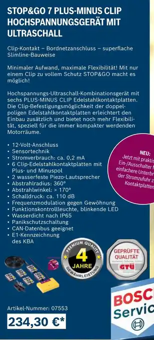 Bosch Car Service Stop&go 7 plus-minus clip hochspannungsgerät mit ultraschall Angebot