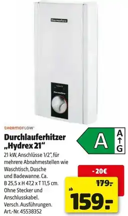Hagebau Thermoflow Durchlauferhitzer „Hydrex 21" Angebot