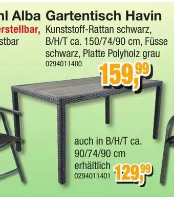 Möbelfundgrube Gartentisch Havin Angebot