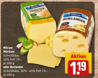 REWE Milram Müritzer oder Burlander Angebot