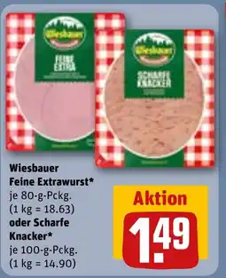 REWE Wiesbauer Feine Extrawurst oder Scharfe Knacker Angebot