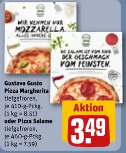 REWE Gustavo Gusto Pizza Margherita oder Pizza Salame Angebot