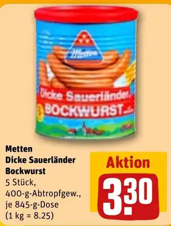 REWE Metten Dicke Sauerländer Bockwurst Angebot