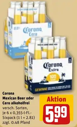REWE Corona Mexican Beer oder Cero alkoholfrei Angebot
