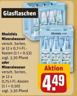 REWE Rheinfels Mineralwasser oder Mineralwasser Angebot