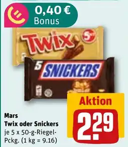 REWE Mars Twix oder Snickers Angebot