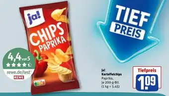 REWE ja! Kartoffelchips Paprika Angebot