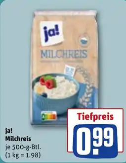 REWE ja! Milchreis Angebot
