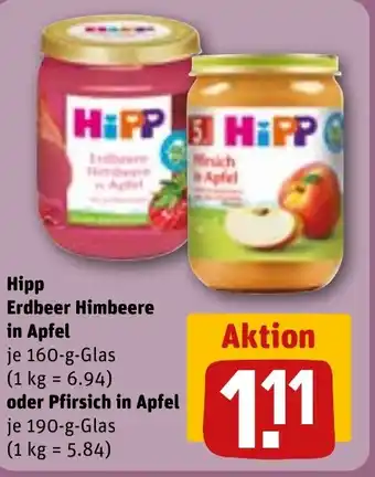 REWE Hipp Erdbeer Himbeere in Apfel Angebot