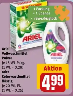 REWE Ariel Vollwaschmittel Pulver o. Colorwaschmittel flüssig Angebot