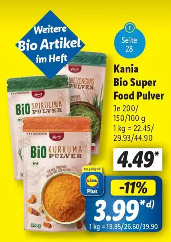 Lidl Kania Bio Super Food Pulver Angebot