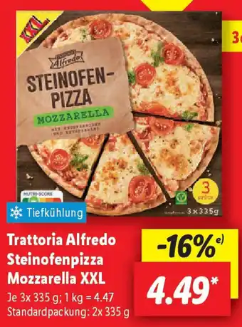 Lidl Trattoria Alfredo Steinofenpizza Mozzarella XXL Angebot