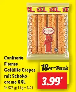 Lidl Confiserie Firenze Gefüllte Crepes mit Schoko- creme XXL Angebot