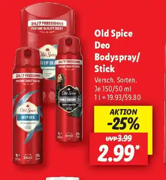 Lidl Old Spice Deo Bodyspray/ Stick Angebot