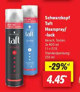Lidl Schwarzkopf Taft Haarspray/ -lack Angebot