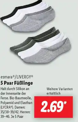 Lidl esmara/LIVERGY 5 Paar Füßlinge Angebot