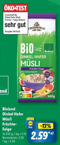 Lidl Bioland Dinkel Hafer Müsli Früchte- Feige Angebot