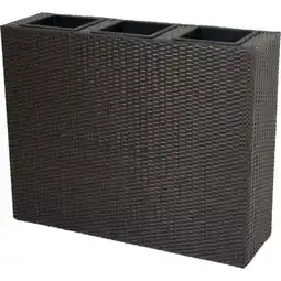 Netto Marken-Discount Rattan Raumtrenner mit 3 Pflanztöpfen Pflanzschale Blumentopf braun Übertopf Angebot