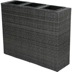 Netto Marken-Discount Rattan Raumtrenner mit 3 Pflanztöpfen Pflanzschale Blumentopf grau Übertopf Angebot