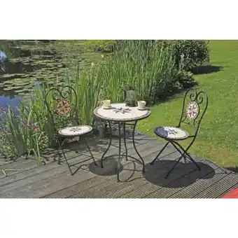 Netto Marken-Discount 3tlg. Balkon Set Mosaik Garten Terrasse Metall Stuhl Tisch Beistelltisch Stühle Angebot