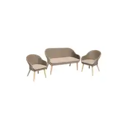 Netto Marken-Discount 3tlg Garten Sofa Stuhl Set Kissen Lounge Sitzgruppe Möbel Akazie Rattan Optik Angebot