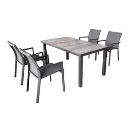 Netto Marken-Discount 5-tlg. Alu Tischgruppe RANA Set Garten Sitzgruppe Outdoor Grau Metall Kunststoff Angebot