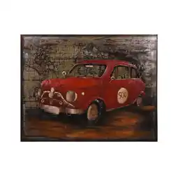 Netto Marken-Discount 3D Metallbild rotes Auto Metall Wandbild Retro Vintage Bild Bar Küche Wohnzimmer Angebot