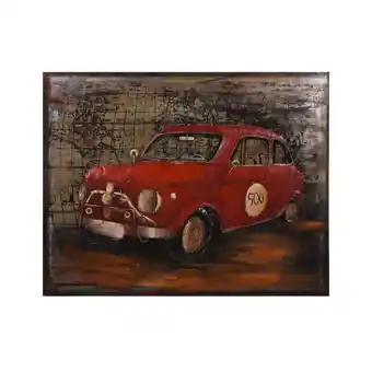 Netto Marken-Discount 3D Metallbild rotes Auto Metall Wandbild Retro Vintage Bild Bar Küche Wohnzimmer Angebot