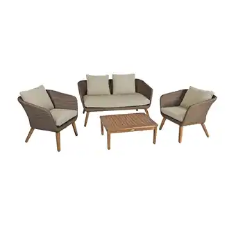 Netto Marken-Discount Garden Pleasure Sitzgruppe ARONA Polyrattan Lounge Garten Möbel Sitzgruppe braun Angebot