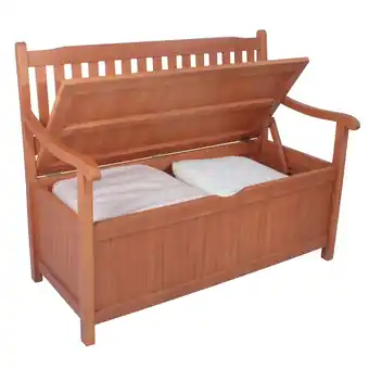 Netto Marken-Discount Garden Pleasure Garten Bank Eukalyptus Holz Parkbank Sitzbank Kissen Truhe Möbel Angebot