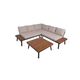 Netto Marken-Discount Lounge-Set THERESA 4tlg. Akazie beige Sitzgruppe Garten Lounge Möbel Garnitur Angebot
